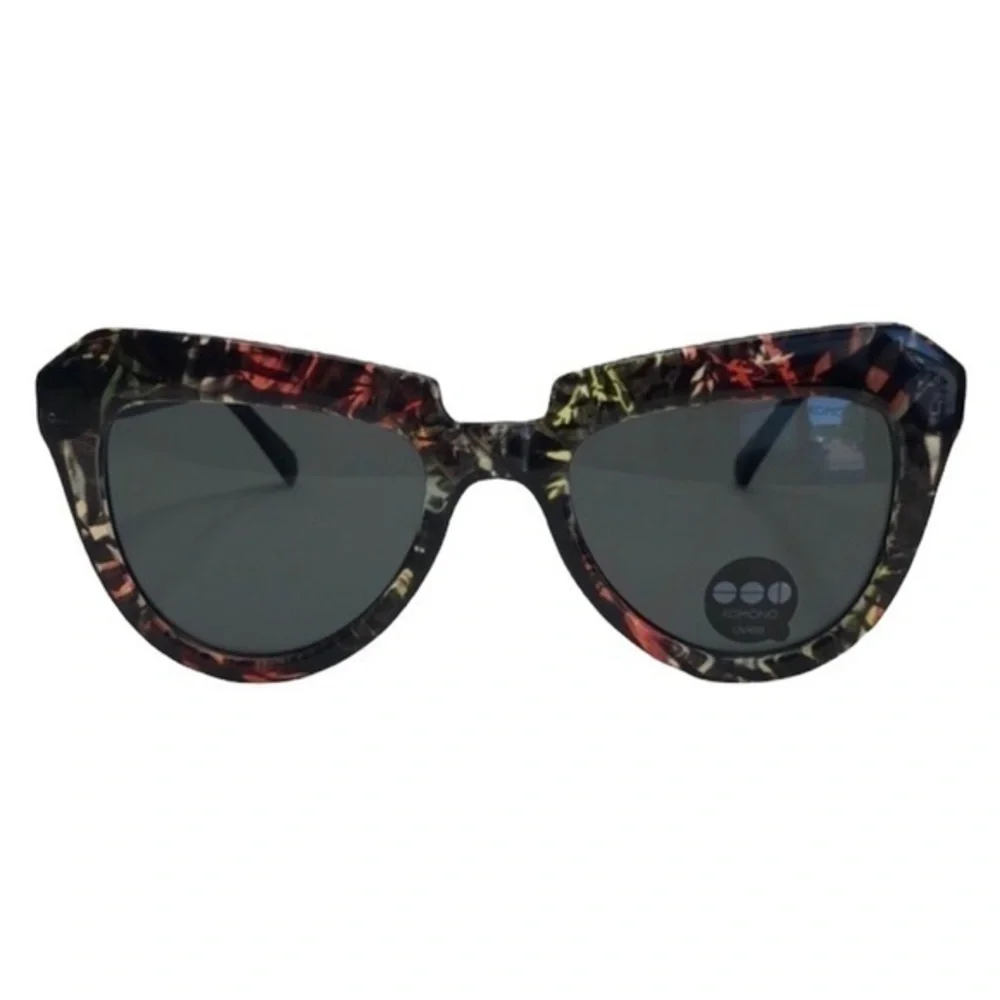 KOMONO Stella Sunglasses NEW with case Fern Red Green Floral